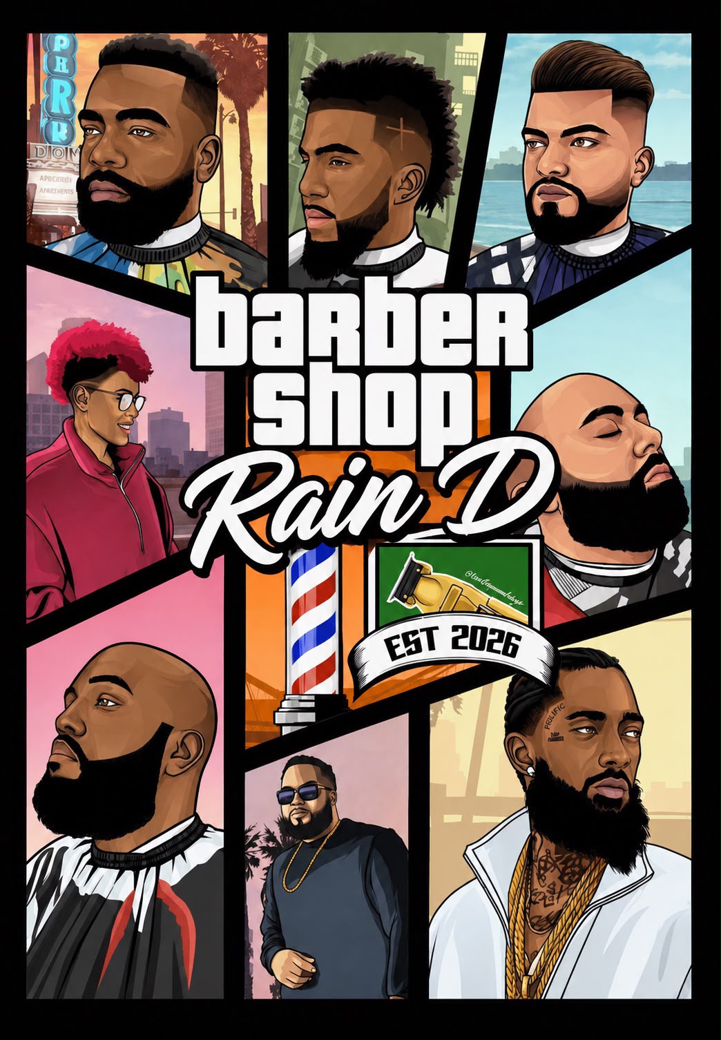 Artwork oficial Rain D Barber Shop — poster brand